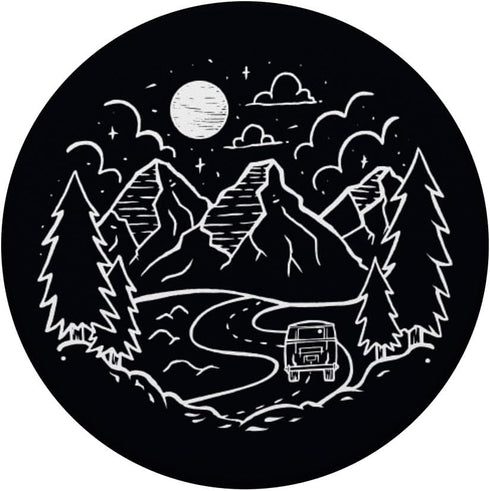 Black White Nature Mountain Camper Moon PopSockets Standard PopGrip