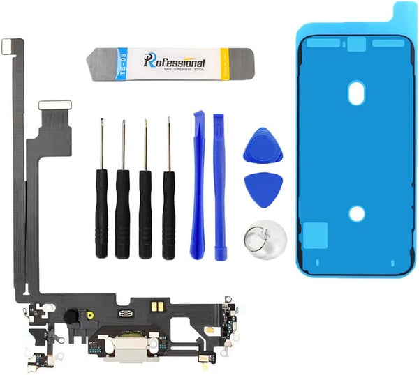 USB Charging Port Flex Cable Dock Board Connector for iPhone 12 Pro Max with Kit, Microphone - Headphone Port