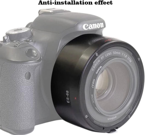 50mm Lens Hood for Canon EF 50mm f/1.8 STM (Not for EF 50mm f/1.4), ES-68 es68 Lens Hood, Compatible with 49mm Filters