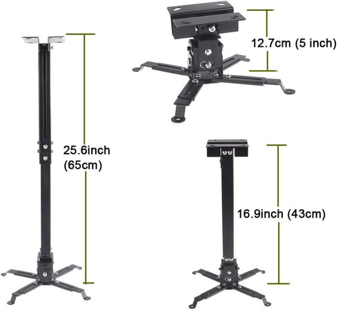 Yuarisx Projector Mount Wall Ceiling Bracket Adjustable Height and Tilt Extendable Arms DLP LCD Projection for Home