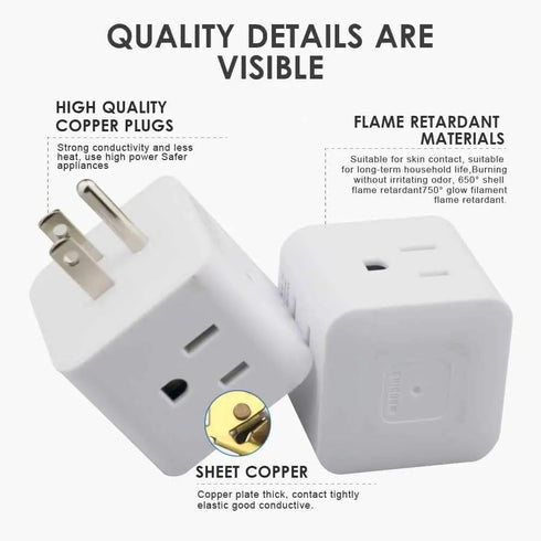 Generic Power Plug 4 Outlets Wall Strip Cube, 4 Way Side US AC Electrical Power Strip for Home Office