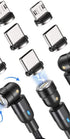 RISEMOSE Magnetic Charging Cable, NetDot 6 Pack (3ft) Max 18W Fast Charging for Micro USB, USB-C/i-Product (Black)