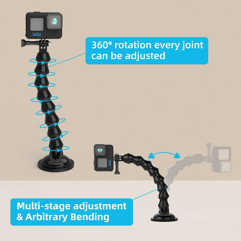 SUREWO Flexible Gooseneck Suction Cup Camera Car Mount, Compatible with Gopro Hero 12 Black, Hero 11, 10, 9, 8, 7, 6, 5
