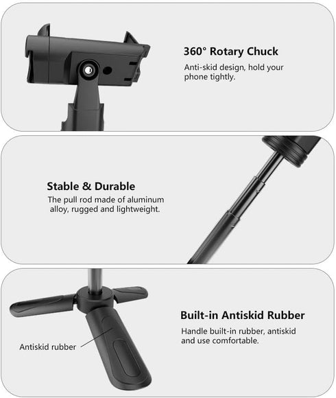 MOUNTDOG Portable Webcam Stand & Mini Tripod, Extendable Tabletop Tripod for iPhone, Camera, Samsung - Black