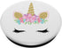 Cute Floral Unicorn Unicorn Face on White PopSockets PopGrip: Swappable Grip for Phones & Tablets PopSockets Standard PopGrip