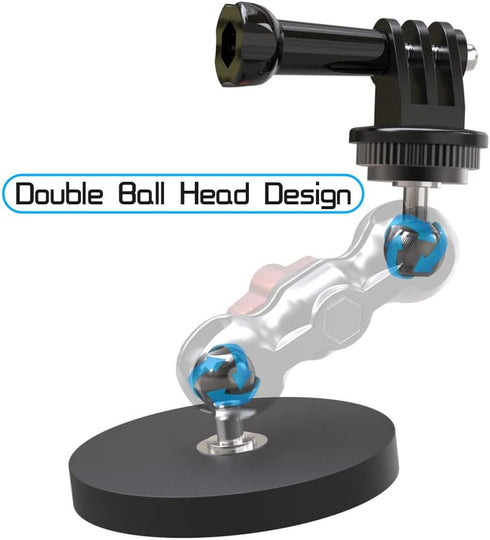 SUREWO Magnetic Camera Mount with Mini Universal Head, Magnetic Base Stand with 1/4"-20 Thread for GoPro Hero 12 11 10