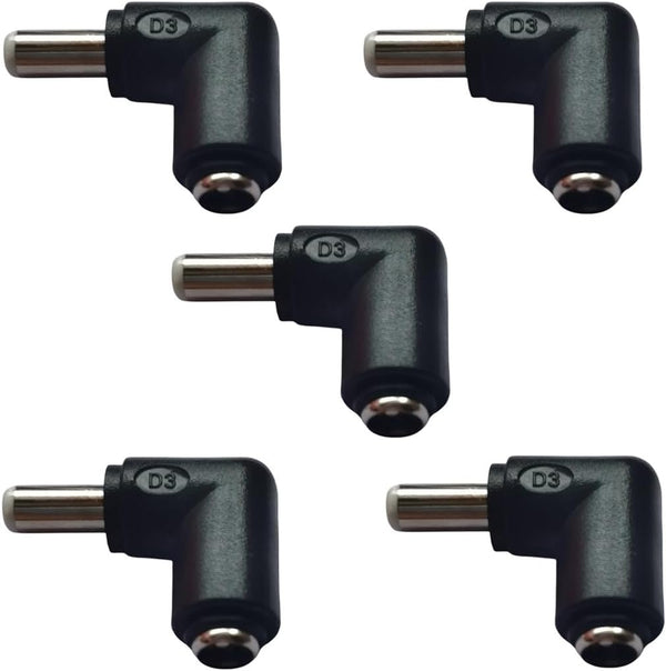 5Pcs DC Power Connector Adapter 90 Degree Angle 5.5mm x 2.5mm Male Plug to 5.5mm x 2.1mm Female Jack Coupler