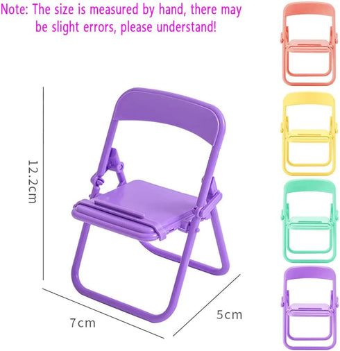 nanaxagly 4Pcs 4 Mini Chair Foldable Cell Phone Stand, Portable Funny Cute Cell Phone Holder Stand Compatible