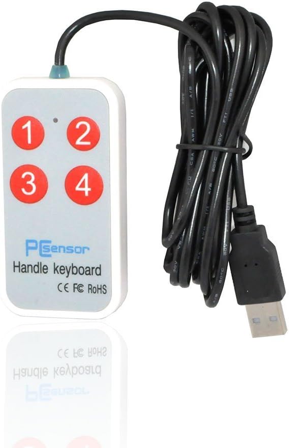 iKKEGOL 1.8Meter USB Durable Game Handle Mini Button Keyboard, 4 Keys Switch for Game Laptop (White)