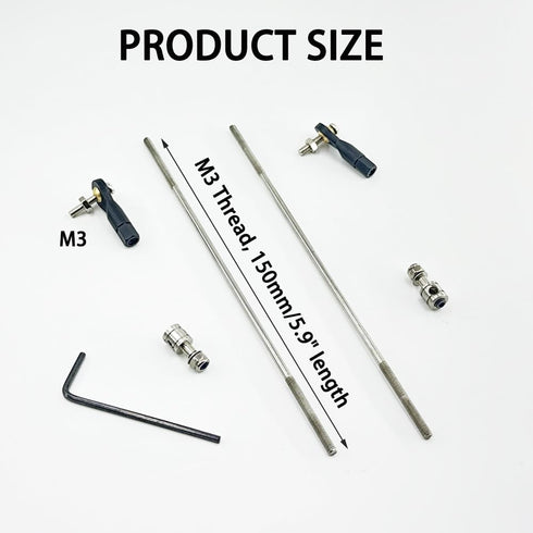 Gracilaria 2PCS (M3 End,M3x150mm RC Boat Push Rod Kit Plastic Tie Rod Ends Ball Joint with Pushrod and Pushrod
