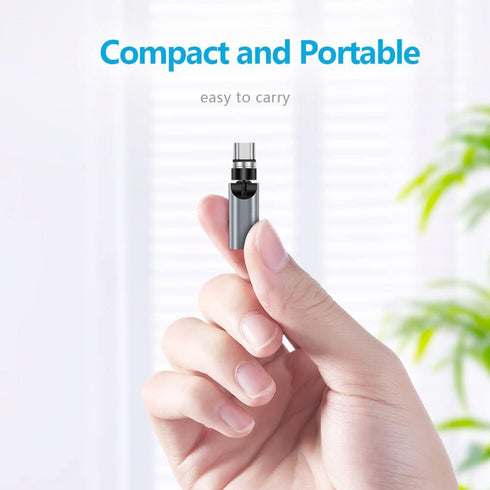 USB C Magnetic Adapter, 540 Degree Rotation 3 in 1 QC 3.0 Fast Charging Max Support 3A, Grey