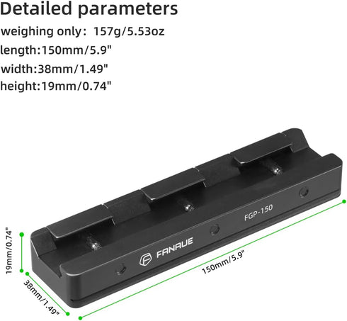 FANAUE Picatinny Arca Swiss Plate, Tripod Dovetail Adapter Mount, Compatibility with Arca-Swiss and Picatinny
