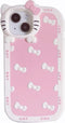 AUCAN Cute Silicone Case for iPhone 15 6.1", Pink Kawaii Soft Funny Shockproof Classic Cat Bow Cover for Girls Women