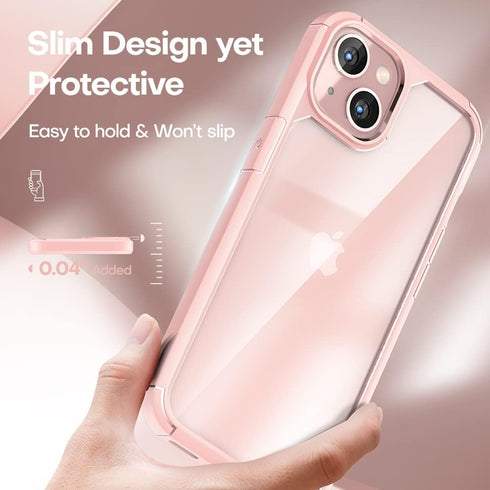 TAURI 3 in 1 for iPhone 13 Case Pink, Military-Grade Drop Protection Slim Shockproof Lanyard Case 6.1 inch