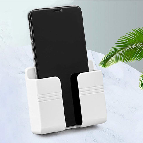 4PC Wall Mount Cell Phone Charging Holder, Black Adhesive Mobile Phone Stand for Charger, Shower Bed Wall