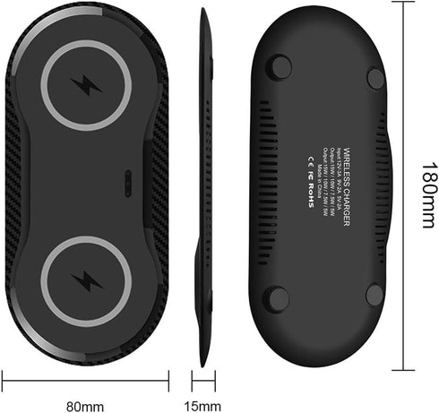 2 * 15W Dual Wireless Charger for Multiple Devices, 30W Fast Charging Pad for Apple iPhone, AirPods, Samsung, Google