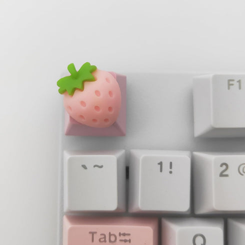 Personalized Cute Cartoon Transparent Keycap Handmade OEM Profile Keycap Base DIY Custom ESC Backlit Keycap for Mechanical Keyboard MX Switch (Strawberry) by Elacgap