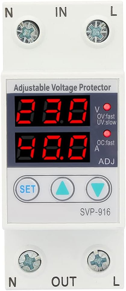Intelligent 230V AC Current Protector 63A, Adjustable Over-Voltage Under-Voltage Single Phase Protective Device