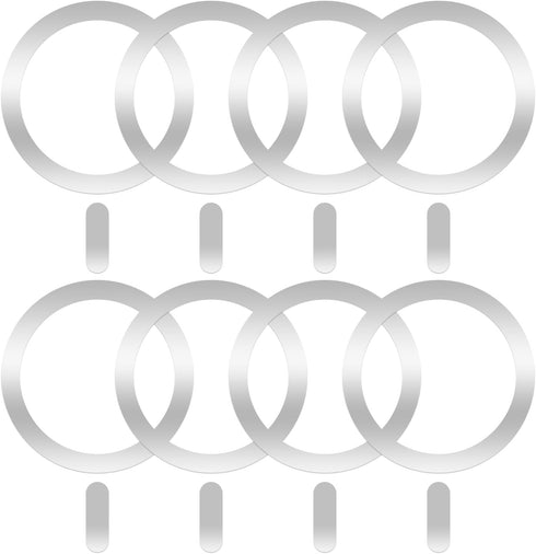 8 Pack Universal Metal Rings, Compatible with MagSafe Magnetic Wireless Charger for iPhone 15/14/13 Case, Silver