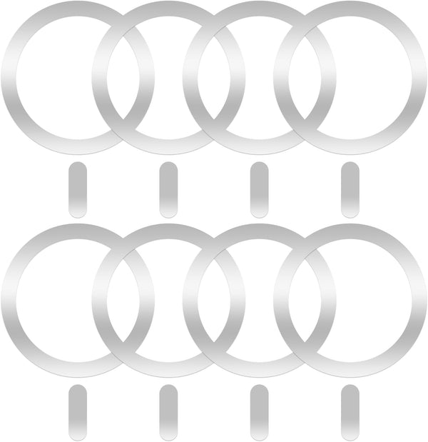 8 Pack Universal Metal Rings, Compatible with MagSafe Magnetic Wireless Charger for iPhone 15/14/13 Case, Silver
