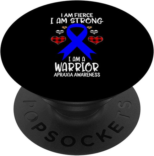 Apraxia Awareness Ribbon I Am Fierce Strong Warrior, Leopard PopSockets Swappable PopGrip