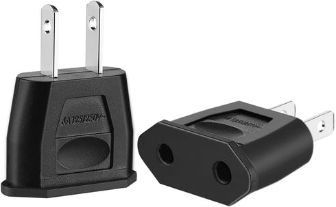 US 2 Pin Plug to EU 2 Hole Socket Power Jack Converter, Travel Adapter for Europe EU Euro to US Charger