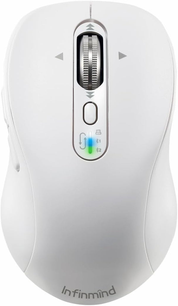 Wireless Bluetooth Mouse - Rechargeable, 4 Way Scrolling, 4 Level 3200 DPI, Quiet Click, 3 Devices for Windows, Linux,