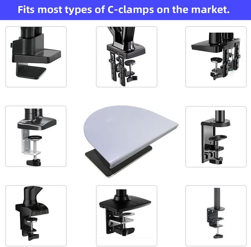 Steel Monitor Mount Reinforcement Plate, Fits Most Monitor Stand C Clamp Installation (White)