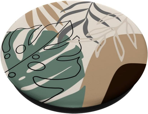 Tropical Botanical Beige Brown Exotic Minimalist Abstract PopSockets Standard PopGrip