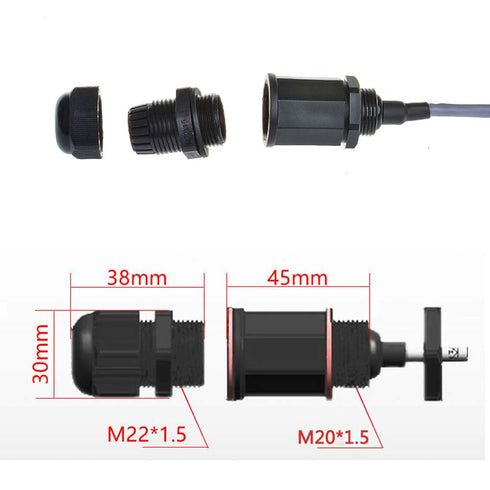 5PCS M20 RJ45 Waterproof Cat5 8P8C Connector IP67 Ethernet LAN Cable Connector Double Head with Cat5 Network Cable Outdoor LAN Coupler Adapter Male to Female