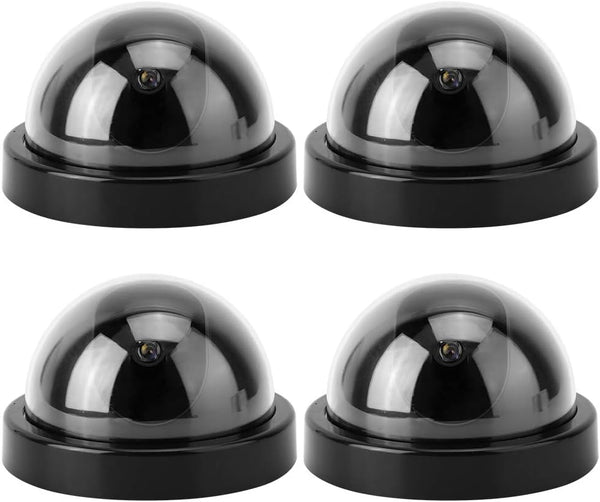 Dummy Fake Security Camera, CCTV Dome Camera with Flashing Led Light (4pcs) (Black)