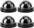 Dummy Fake Security Camera, CCTV Dome Camera with Flashing Led Light (4pcs) (Black)