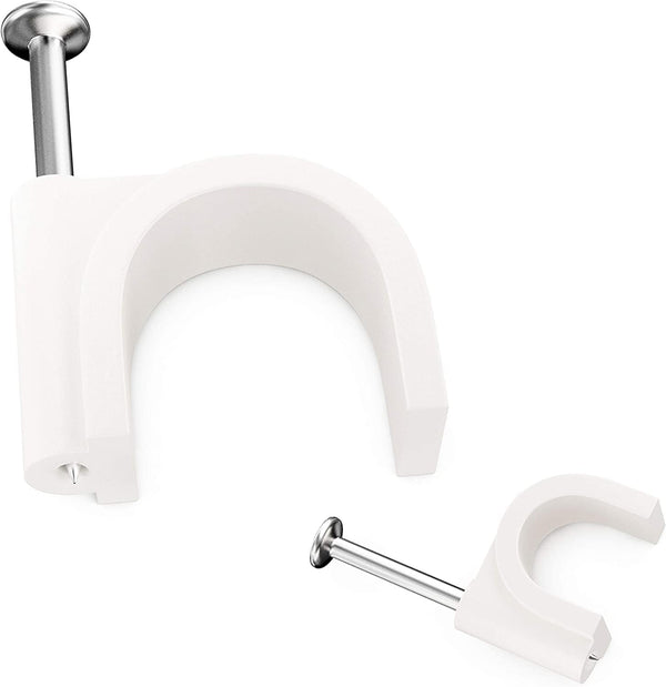 PHYXOLOGY SUPPLY Pro-Grade Cable Clips with Steel Nails, 4mm & 14mm Wire Holders, 100 Per Size