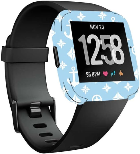 MightySkins Skin for Fitbit Versa Smartwatch - Baby Blue Designer, Protective Vinyl Decal Wrap Cover, Made in USA