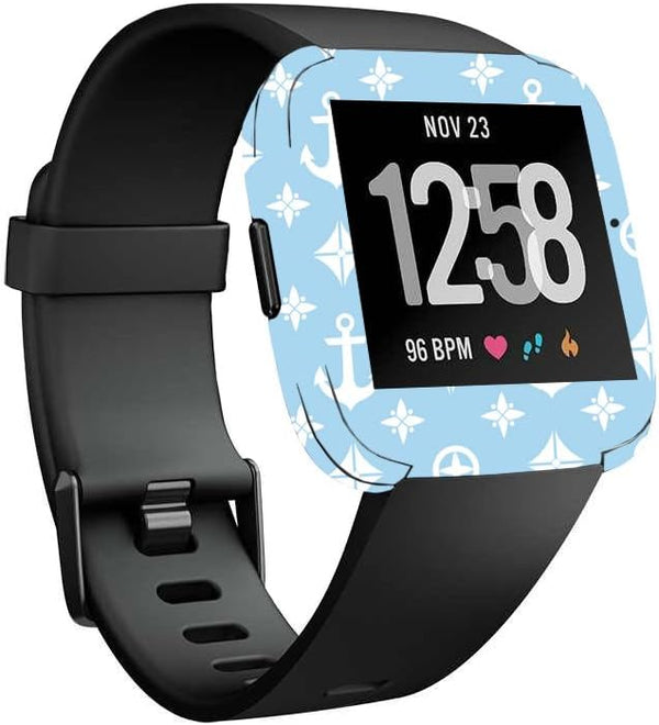 MightySkins Skin for Fitbit Versa Smartwatch - Baby Blue Designer, Protective Vinyl Decal Wrap Cover, Made in USA