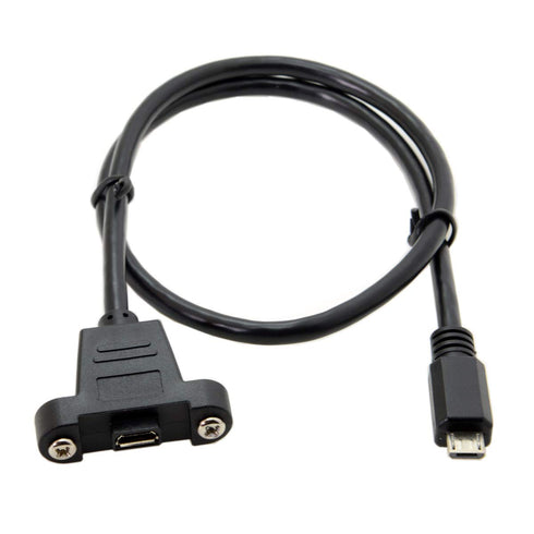 cablecc Micro USB 5Pin Male to Female Extension Panel Mount Type Cable, 50cm