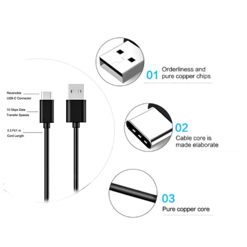 USB-C Charger Cable for Lenovo Smart Tab M10, M10 HD, M10 FHD Plus, P10, V7, Tab4 8/10 Plus, TB-X505, TB-X605, TB-X704,