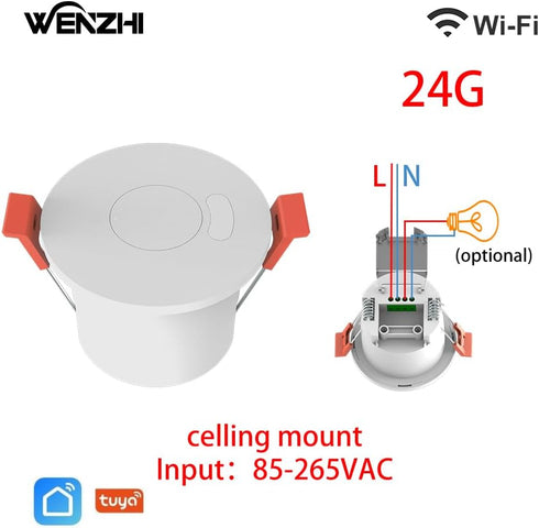 WenzhiIoT 24 MmWave 110/220V Presence Sensor, Smart Motion Sensor WiFi GHz Radar Presence Sensor Movement Body Motion
