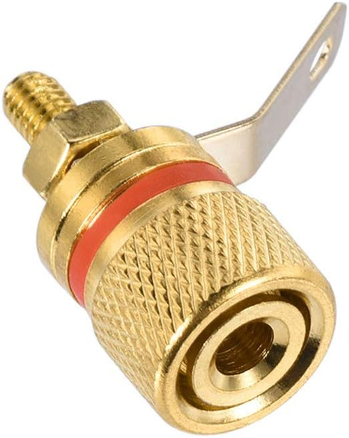 uxcell 2 Pack 4mm Banana Jack Binding Post - Gold Plated Female Socket Plug Terminal Connector for Loudspeaker