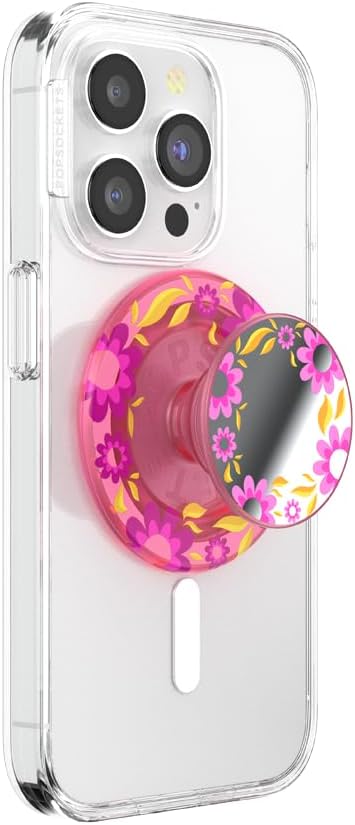 PopSockets Pink Relief Round Phone Grip Compatible with MagSafe, Adapter Ring Included, Wireless Charging Holder