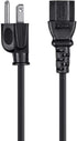 Monoprice 5-15P 60320 C13, 18AWG, 10A/1250W, 125V, 3-Prong, 2ft, Power Cord - NEMA to IEC Black
