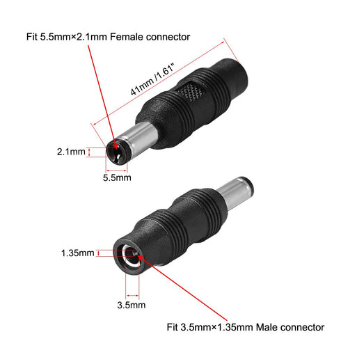 uxcell 5pcs DC Power Connector Adapter, 5.5mm x 2.1mm Male to 3.5mm x 1.35mm Female Jack Converter