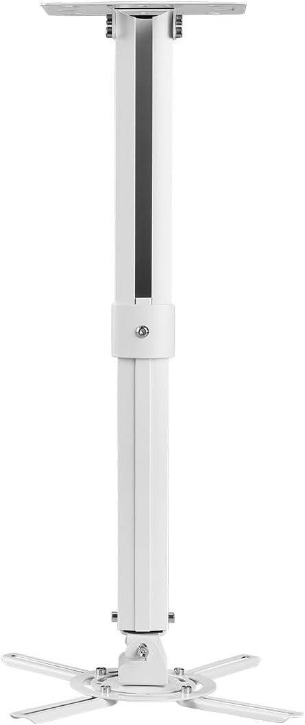 suptek White Projector Ceiling Mount Bracket, Adjustable for Flat or Sloped Ceilings, Fits LCD/DLP Projectors