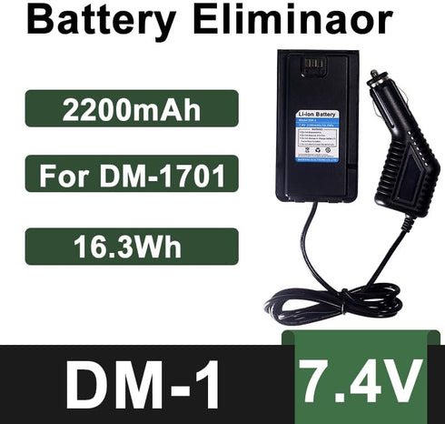 DM-1 DM-1701 Battery Eliminator Car Charger 7.4V 2200mAh for DMR Walkie Talkie Compatible with Digital Two Way Radio