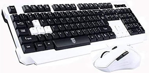 UniFire V60 Waterproof 2.4G Wireless Gaming Keyboard with Mouse DPI Control for Desktop PC Laptop Combos (White)