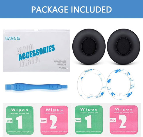 GVOEARS Ear Pads Replacement for Beats Solo 3, Earpad Cushions Compatible with Beats by Solo3/Solo2 Wireless ON-Ear