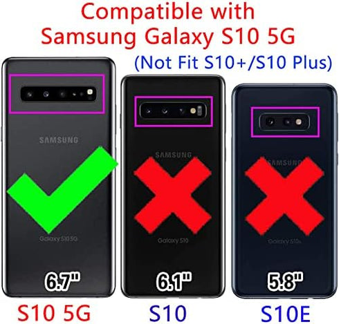 Military Grade Drop Impact Case for Samsung Galaxy S10 5G - Shockproof Armor Case with Metal Rotating Ring