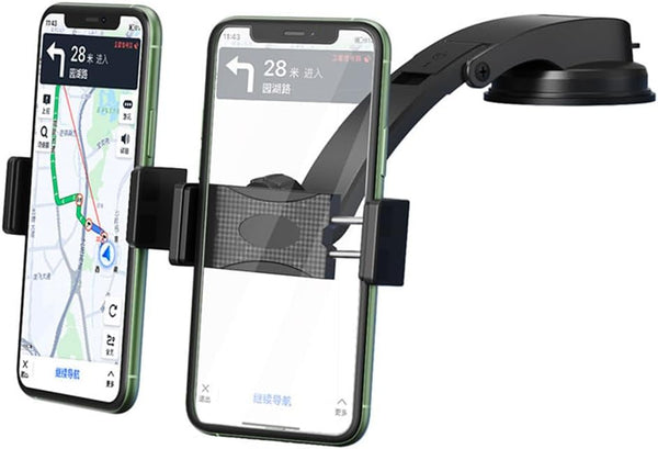 Dual Car Phone Mount, Adjustable Phone Holder for Car Dashboard, Compatible with 3.5 to 6.8 inch Smartphones