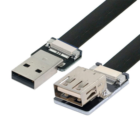 Xiwai 2.0M USB 2.0 Type-A Male to Female Extension Cable, Flat Slim FPC for FPV, Disk, Scanner & Printer