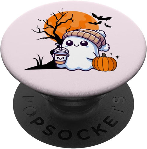 PopSockets Standard PopGrip - Cute Ghost Drinking Coffee Lover Halloween Pumpkin Women